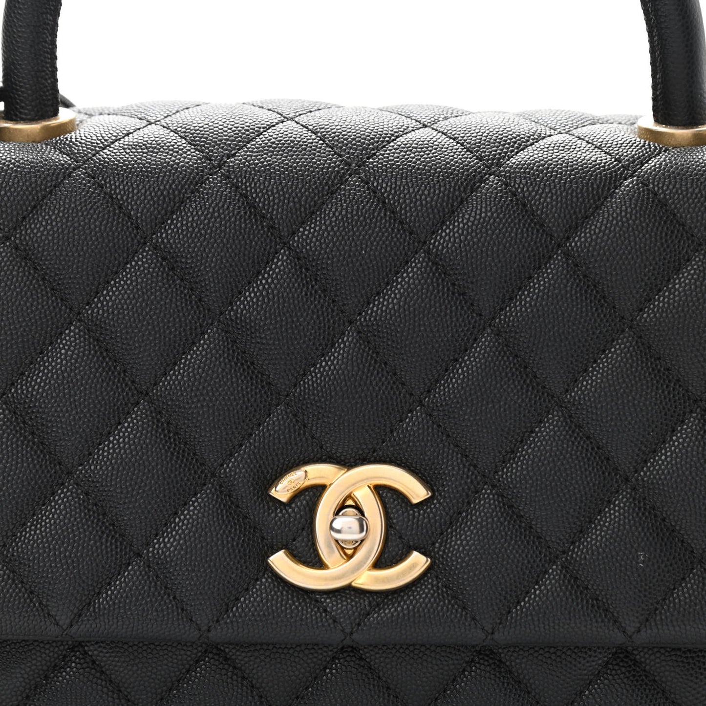 Caviar Quilted Small Coco Handle Flap Black