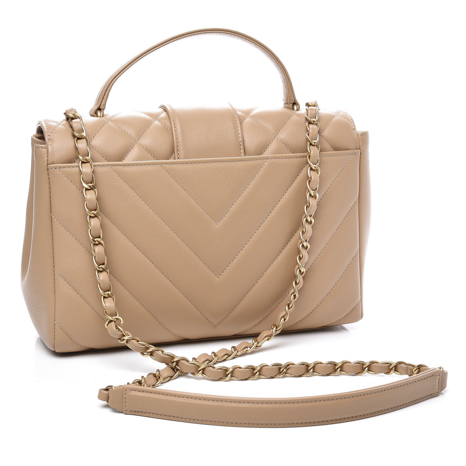 Chanel Calfskin Quilted Chevron In The City Bag Beige 2 of 10
