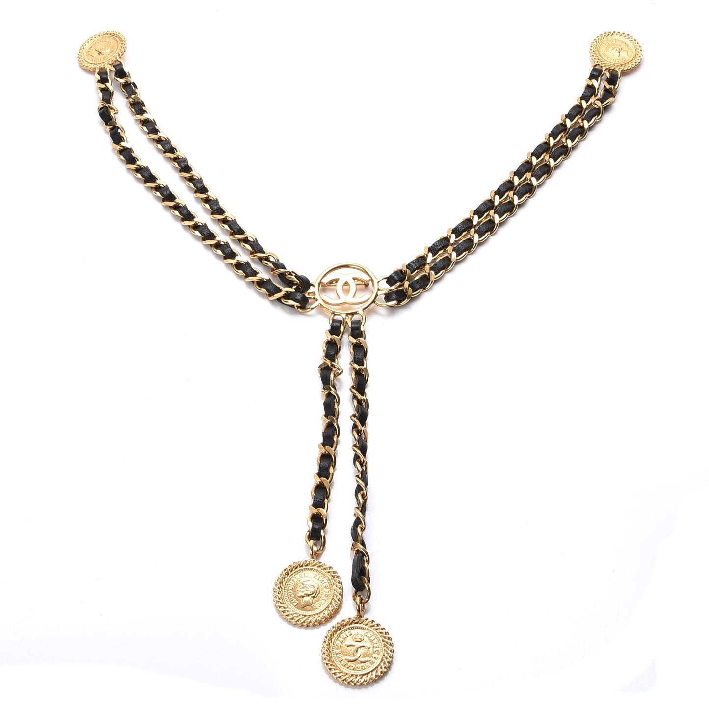 Lambskin Multi Strand Medallion Brooch Gold