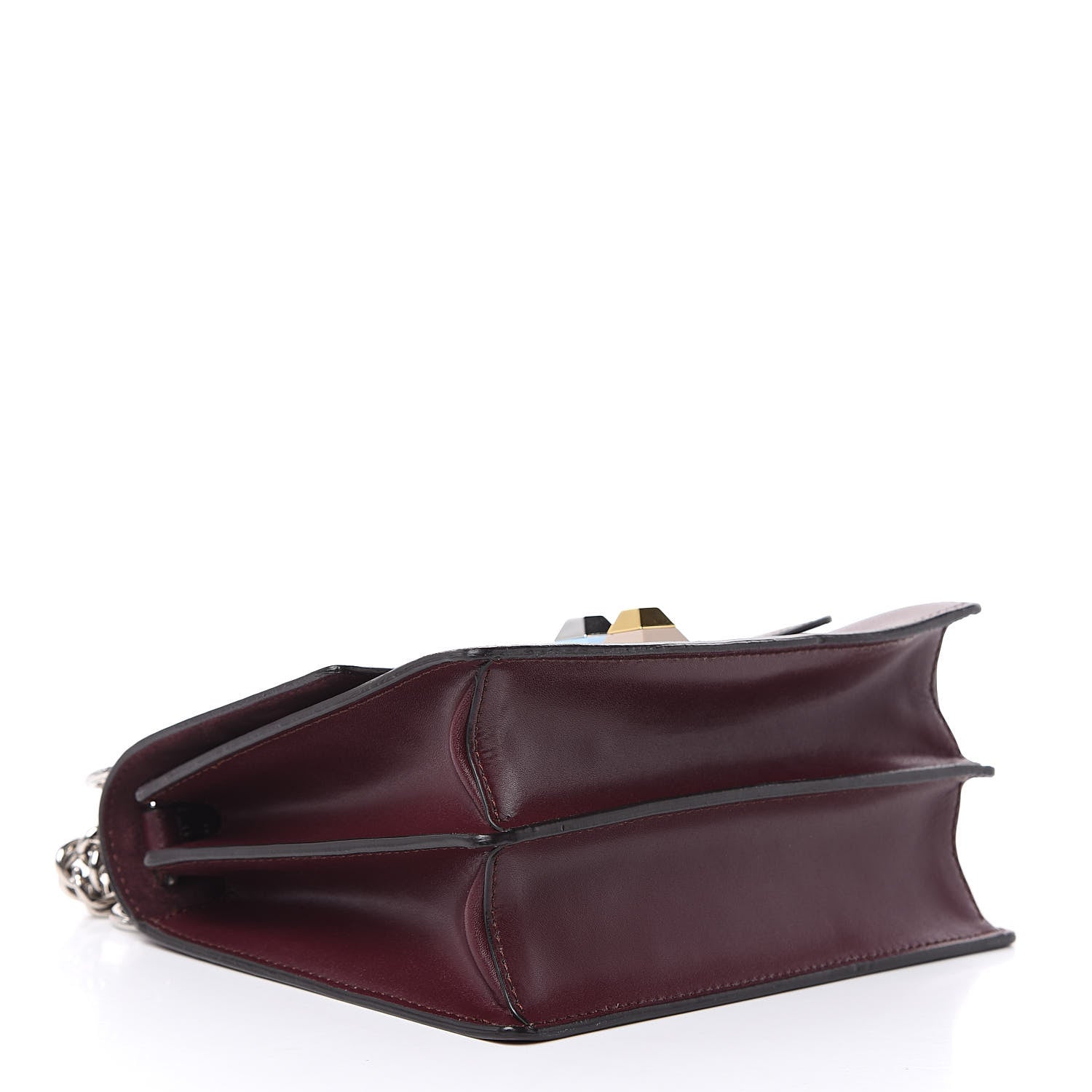 Fendi Vitello Liberty Studded Small Kan I Shoulder Bag Bordeaux Multicolor 4 of 9