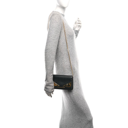 Fendi Vitello Liberty Lucido Metal Monster Eyes Tube Wallet on Chain Black 2 of 13