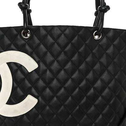 Chanel Calfskin Quilted Large Cambon Tote Black White 7 of 12