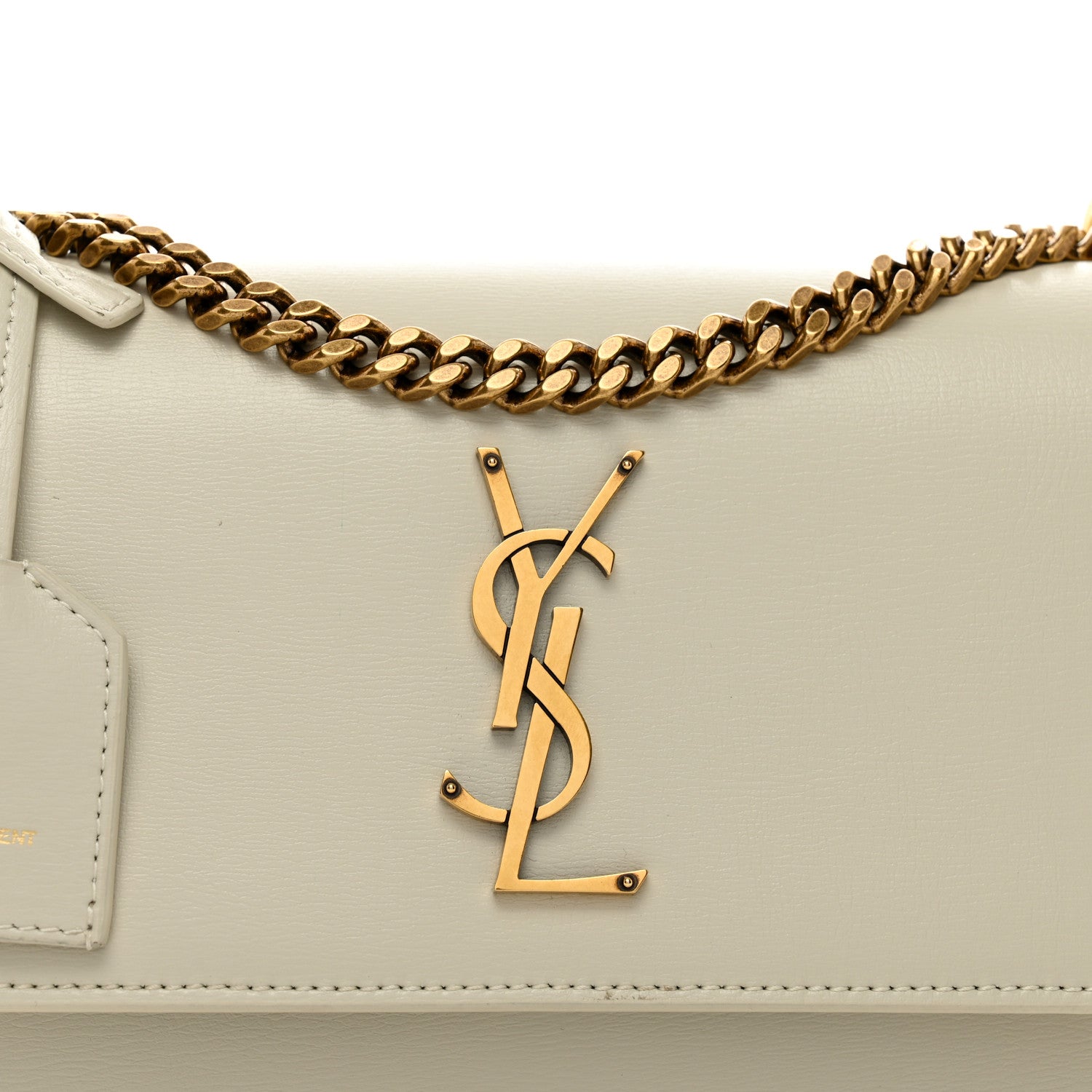 Saint Laurent Calfskin Medium Monogram Sunset Satchel Blanc Vintage 5 of 9