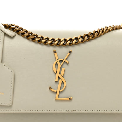 Saint Laurent Calfskin Medium Monogram Sunset Satchel Blanc Vintage 5 of 9