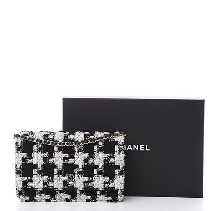 Chanel Tweed Quilted Wallet On Chain WOC Black Ecru White 11 of 11