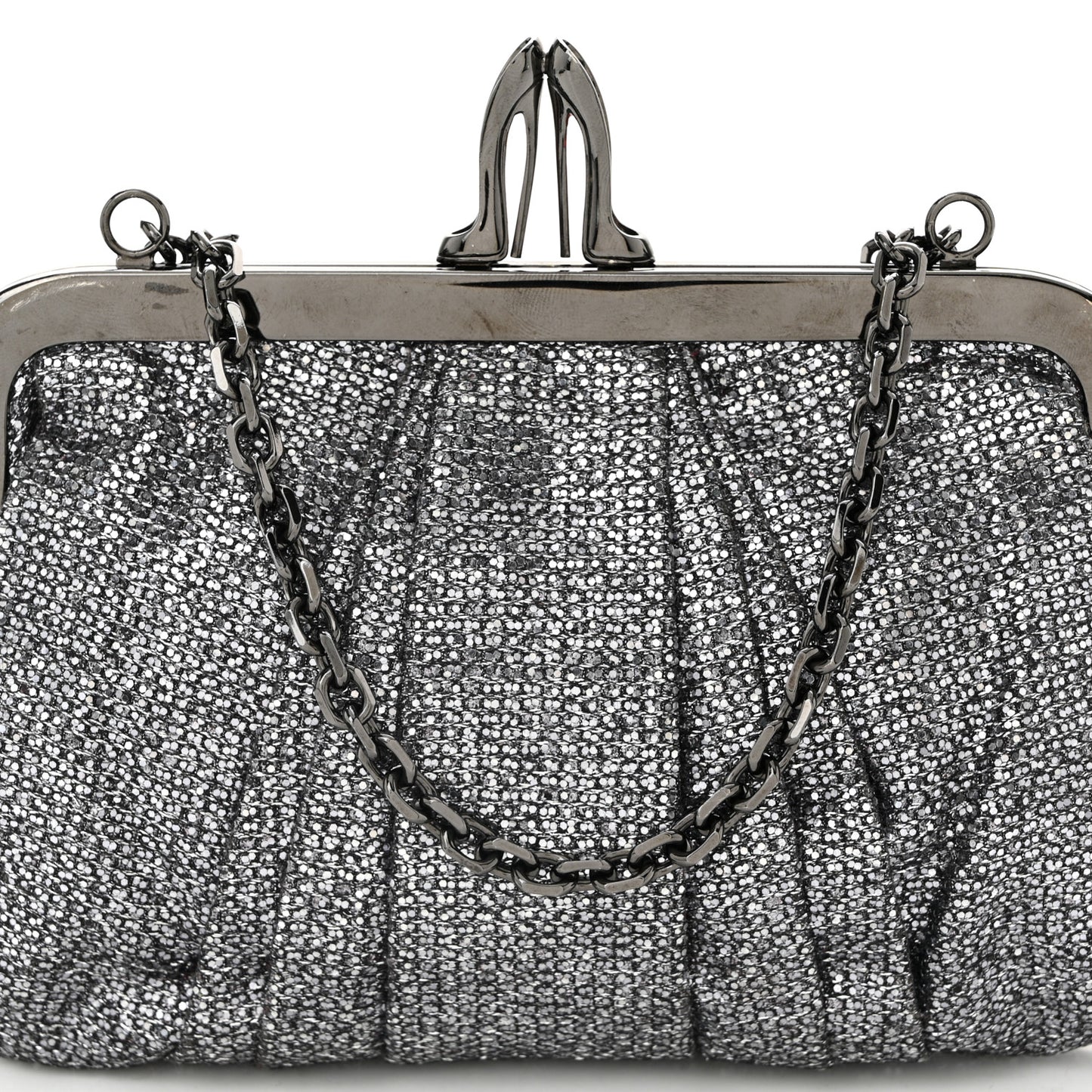 Glitter Fabric Crossbody Clutch Silver