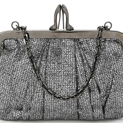 Christian Louboutin Glitter Fabric Crossbody Clutch Silver 7 of 9