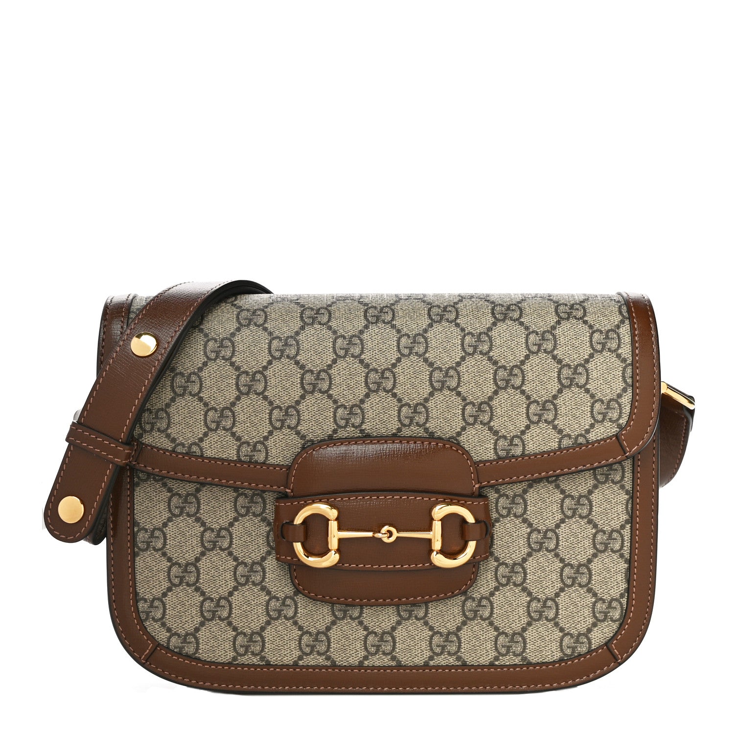 Gucci GG Supreme Monogram Horsebit 1955 Shoulder Bag Beige Brown Sugar 2 of 13