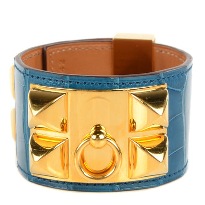 Hermes Shiny Alligator Collier De Chien CDC Bracelet S Bleu Izmir 1 of 6