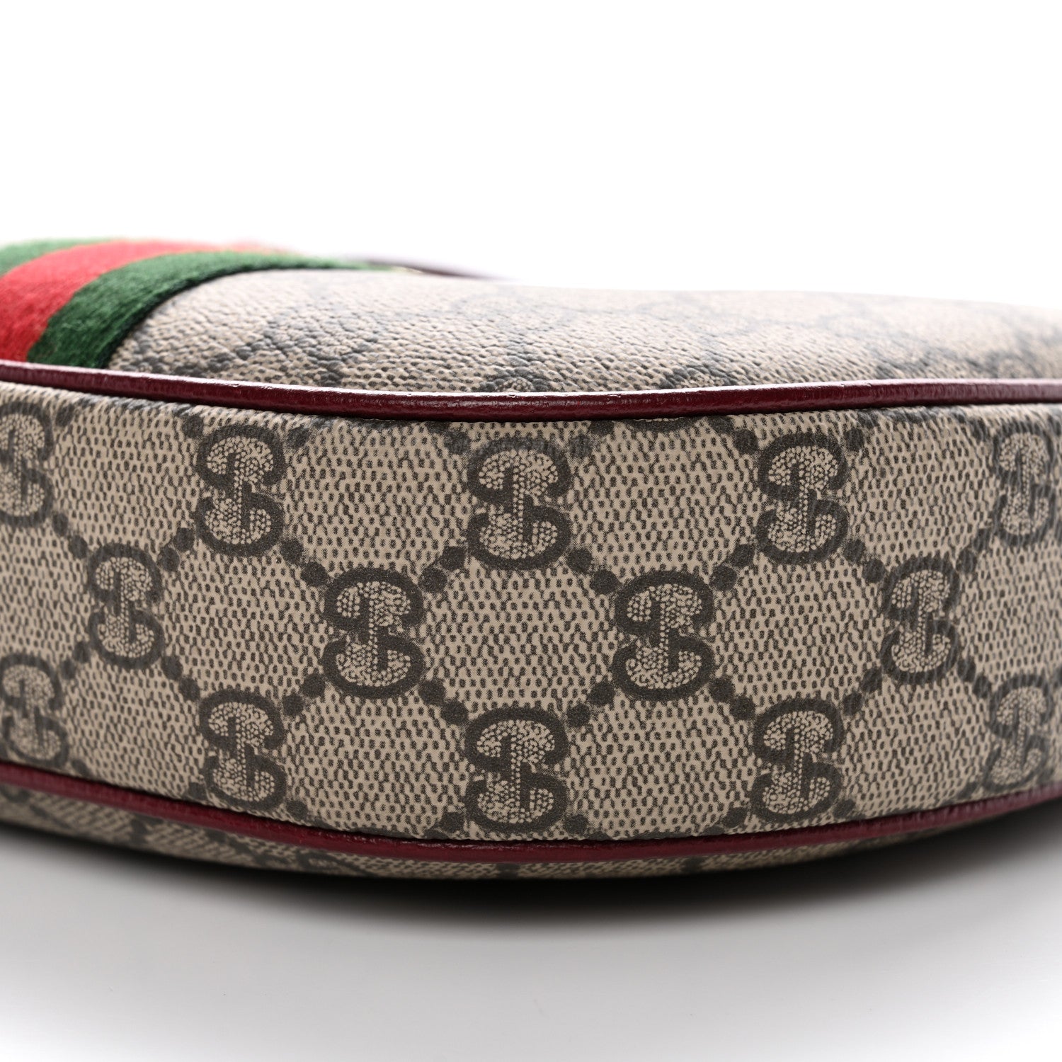 Gucci GG Supreme Monogram Textured Dollar Calfskin Small Ophidia Shoulder Bag Beige Bordeaux 10 of 11