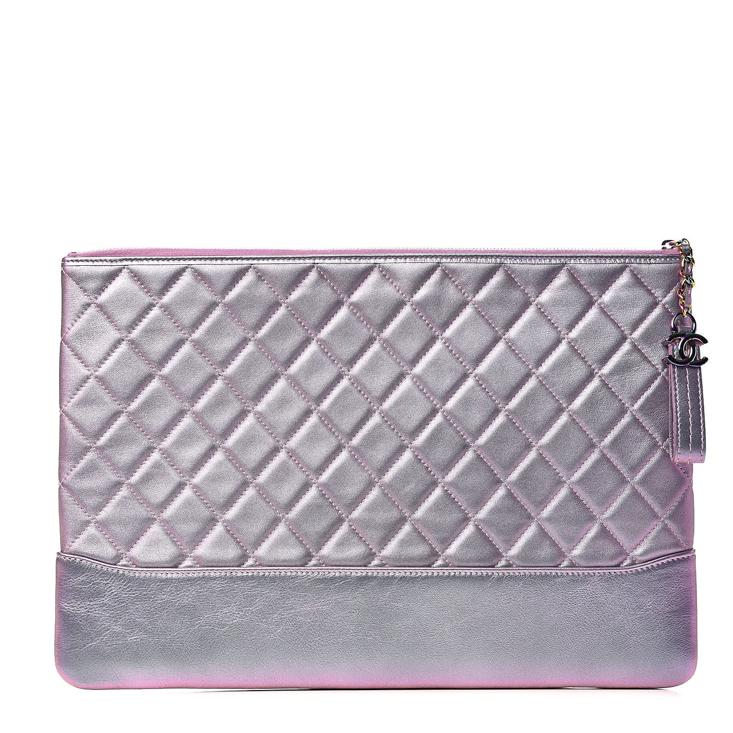 Chanel Iridescent Lambskin Quilted Large Gabrielle Cosmetic Case Light Purple 1 of 7