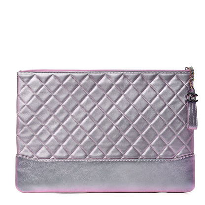 Chanel Iridescent Lambskin Quilted Large Gabrielle Cosmetic Case Light Purple 1 of 7