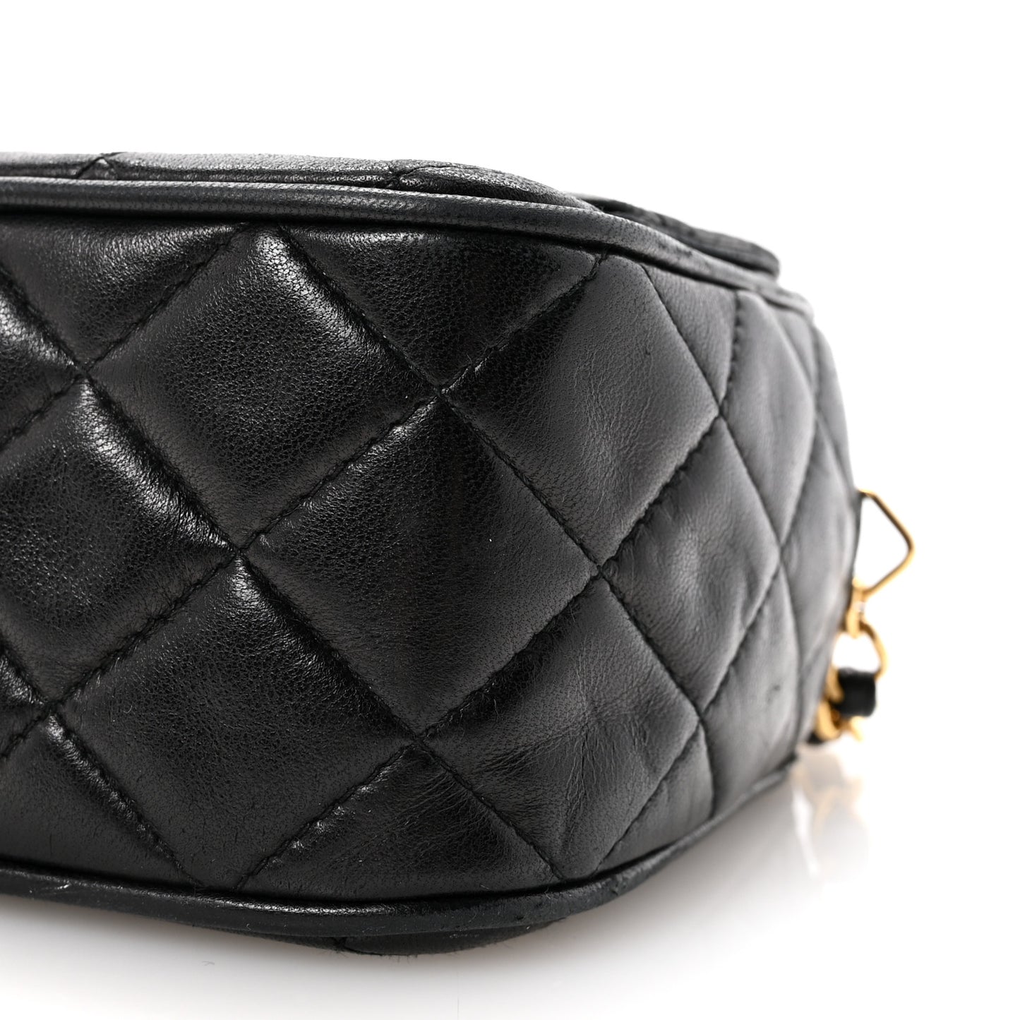 Lambskin Quilted Tassel Camera Case Black Black