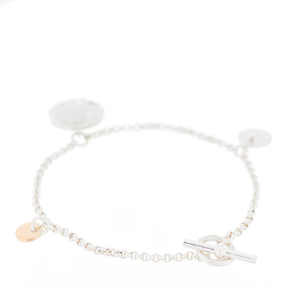 Hermes Sterling Silver 18K Rose Gold PM Ex-Libris Bracelet SH 2 of 4
