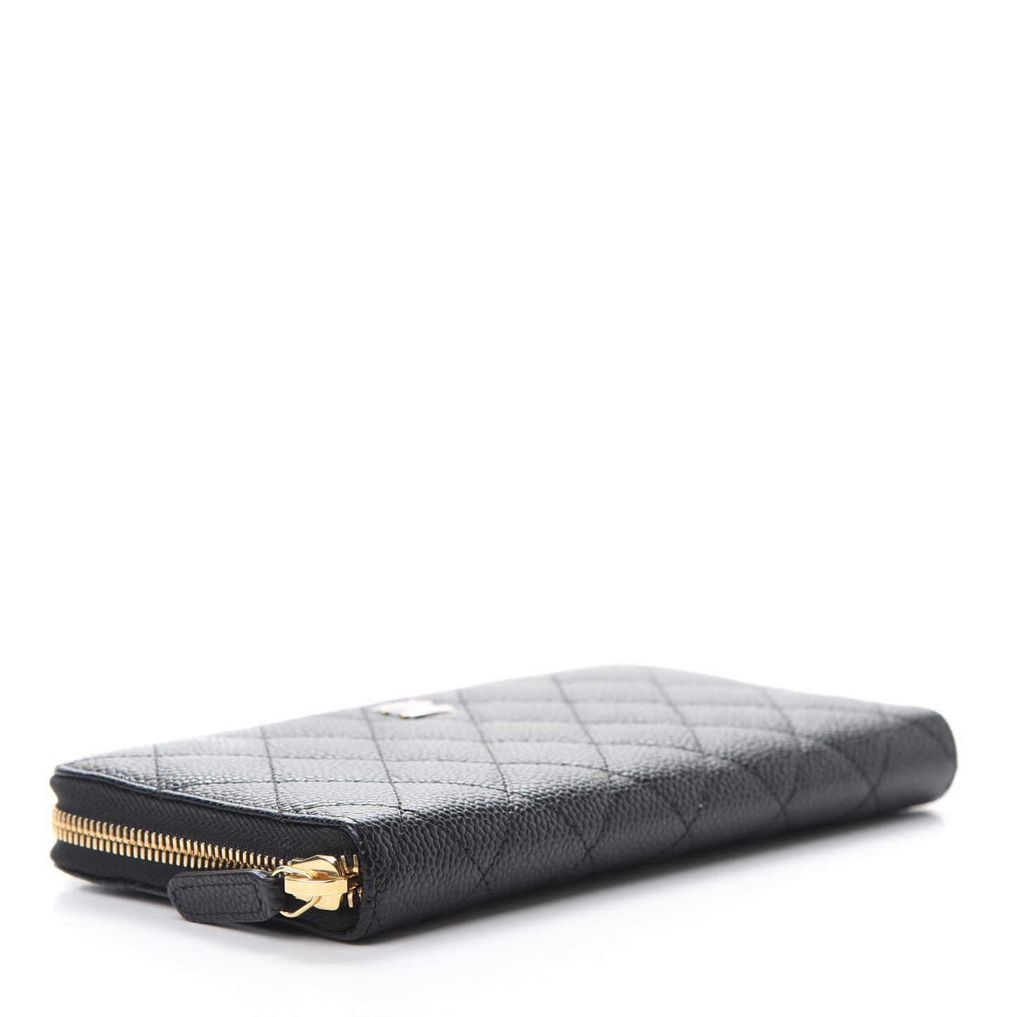 Caviar Quilted Large Gusset Zip Around Wallet Black