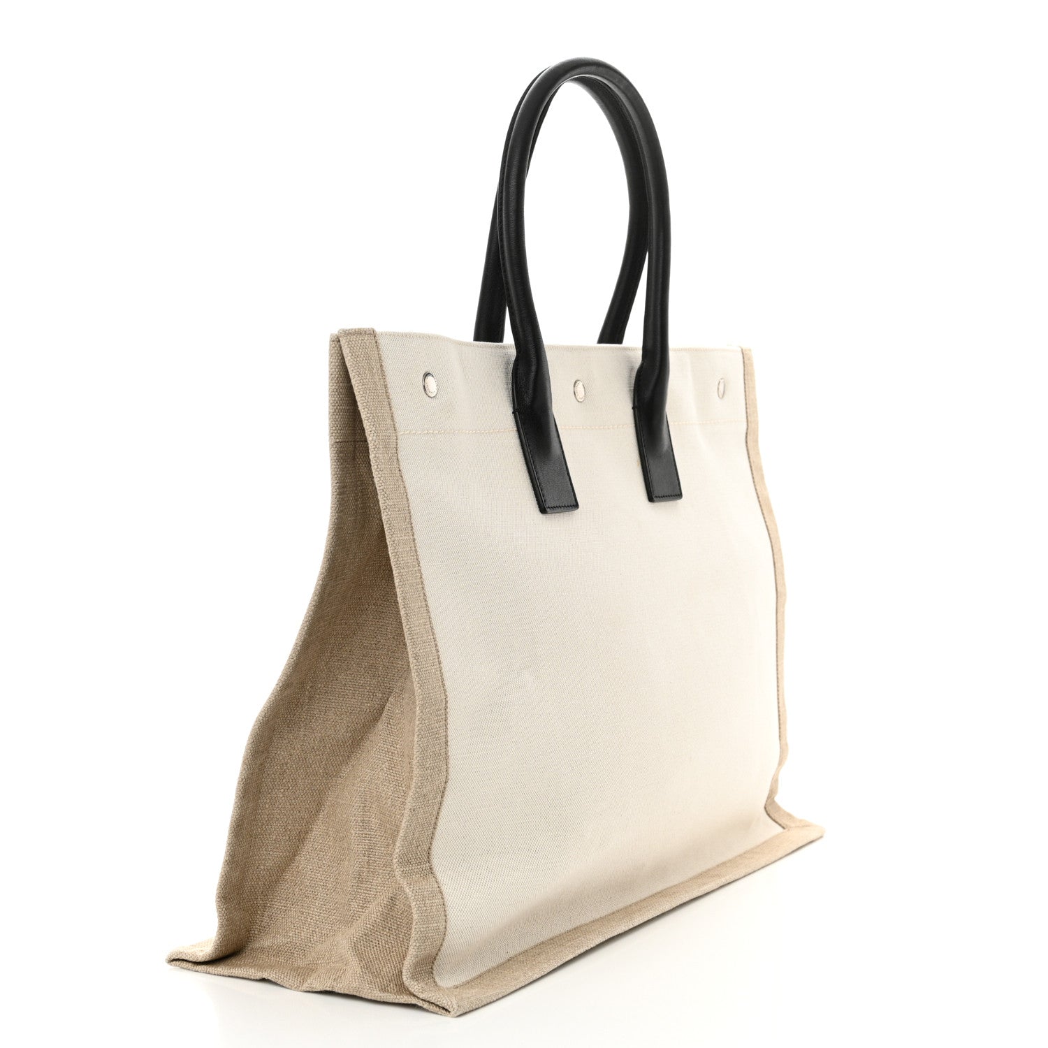 Saint Laurent Linen Calfskin Rive Gauche Tote Optic White 3 of 12