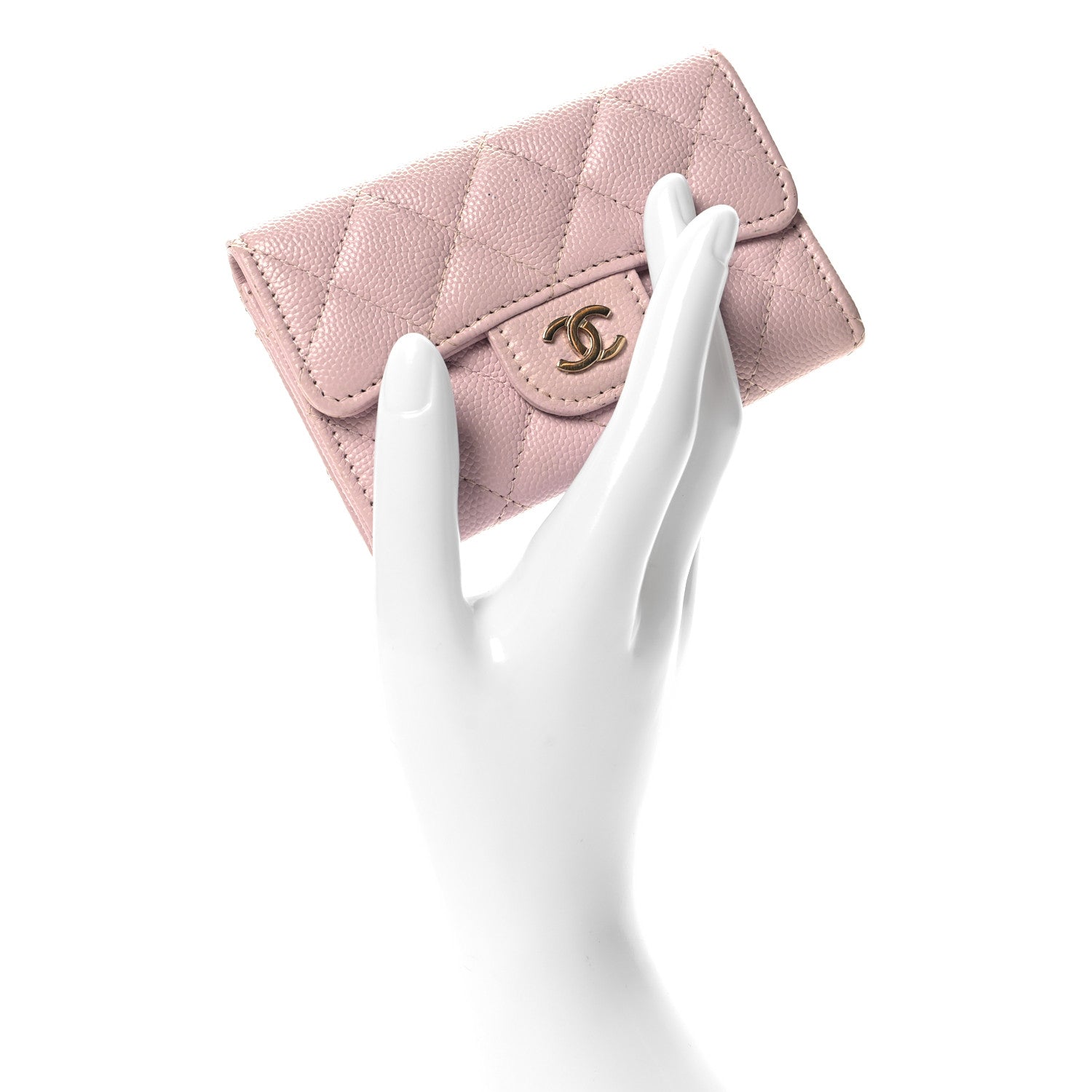 Chanel Caviar Quilted Flap Card Holder Wallet Light Pink 2 of 9