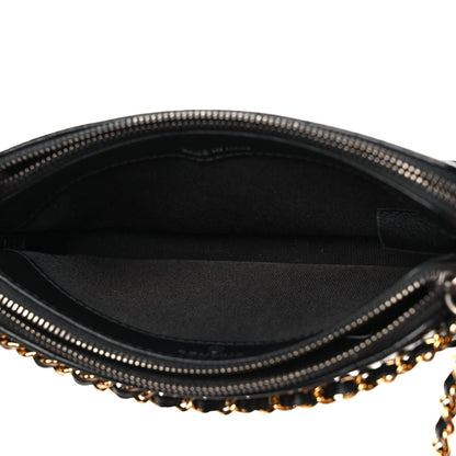 Chanel Calfskin Crocodile Embossed Small Gabrielle Clutch With Chain Black 4 of 11
