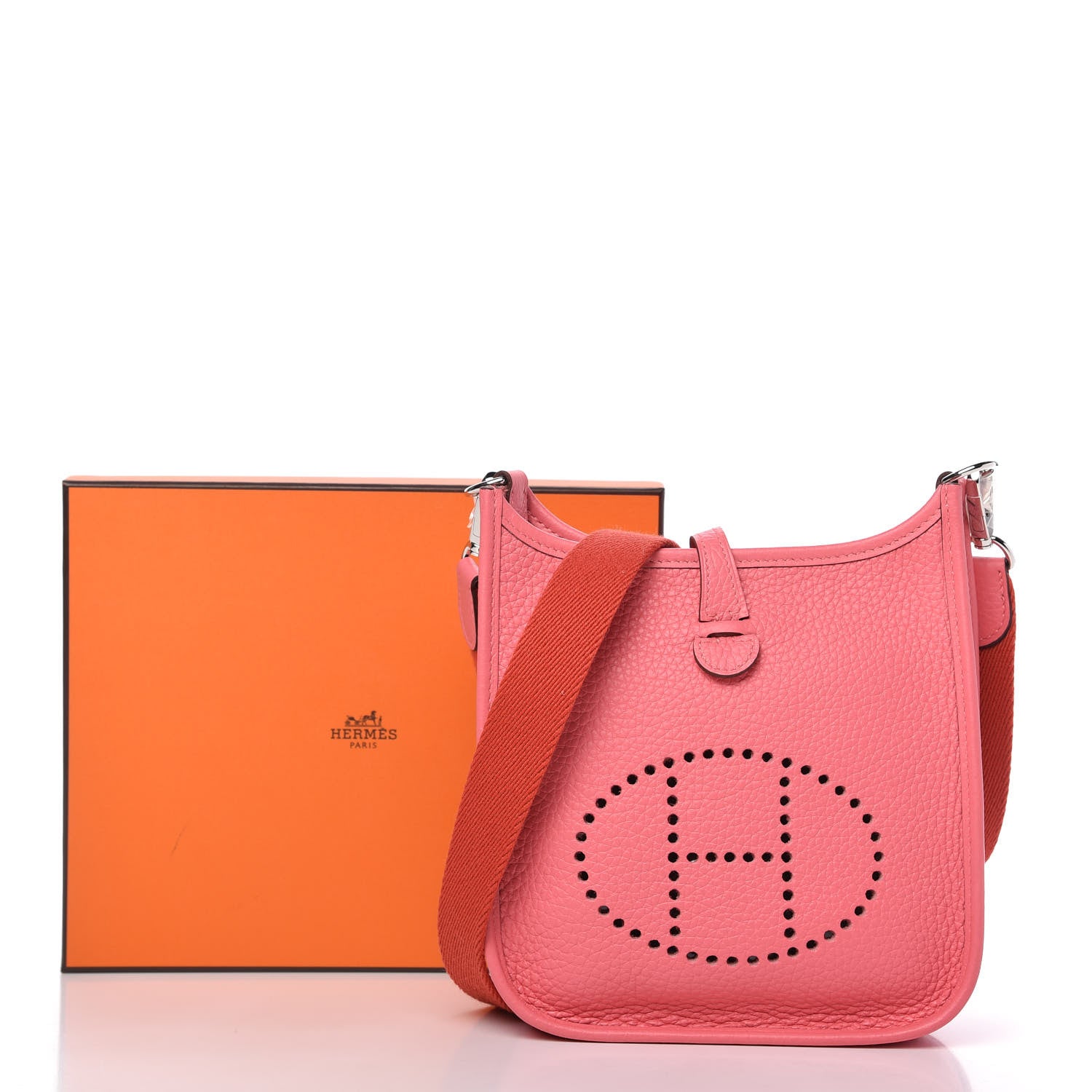 Hermes Taurillon Clemence Amazone Evelyne TPM Rose Azalee Rouge Pivoine 9 of 9