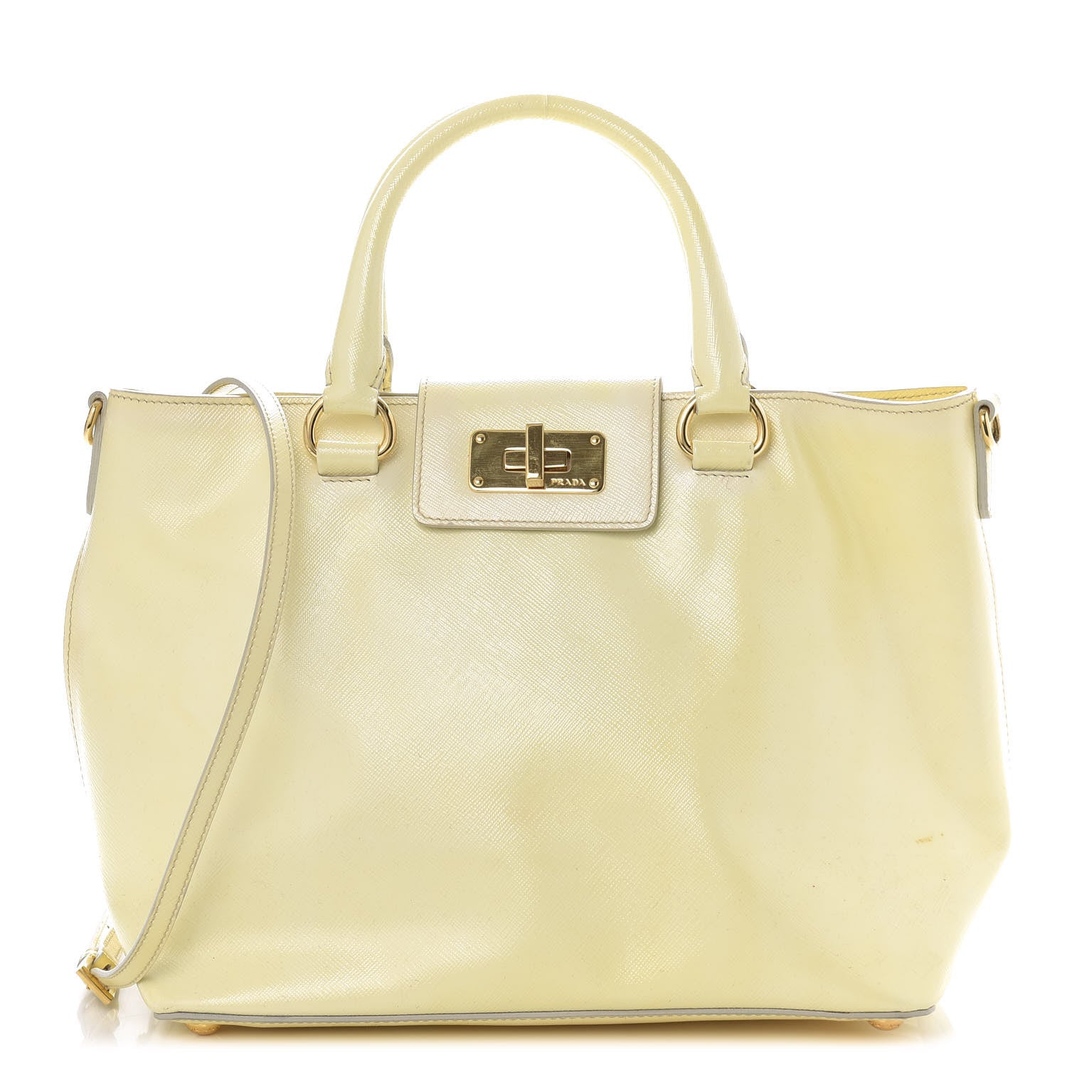 Prada Saffiano Vernice Turn Lock Shopping Tote White 1 of 13