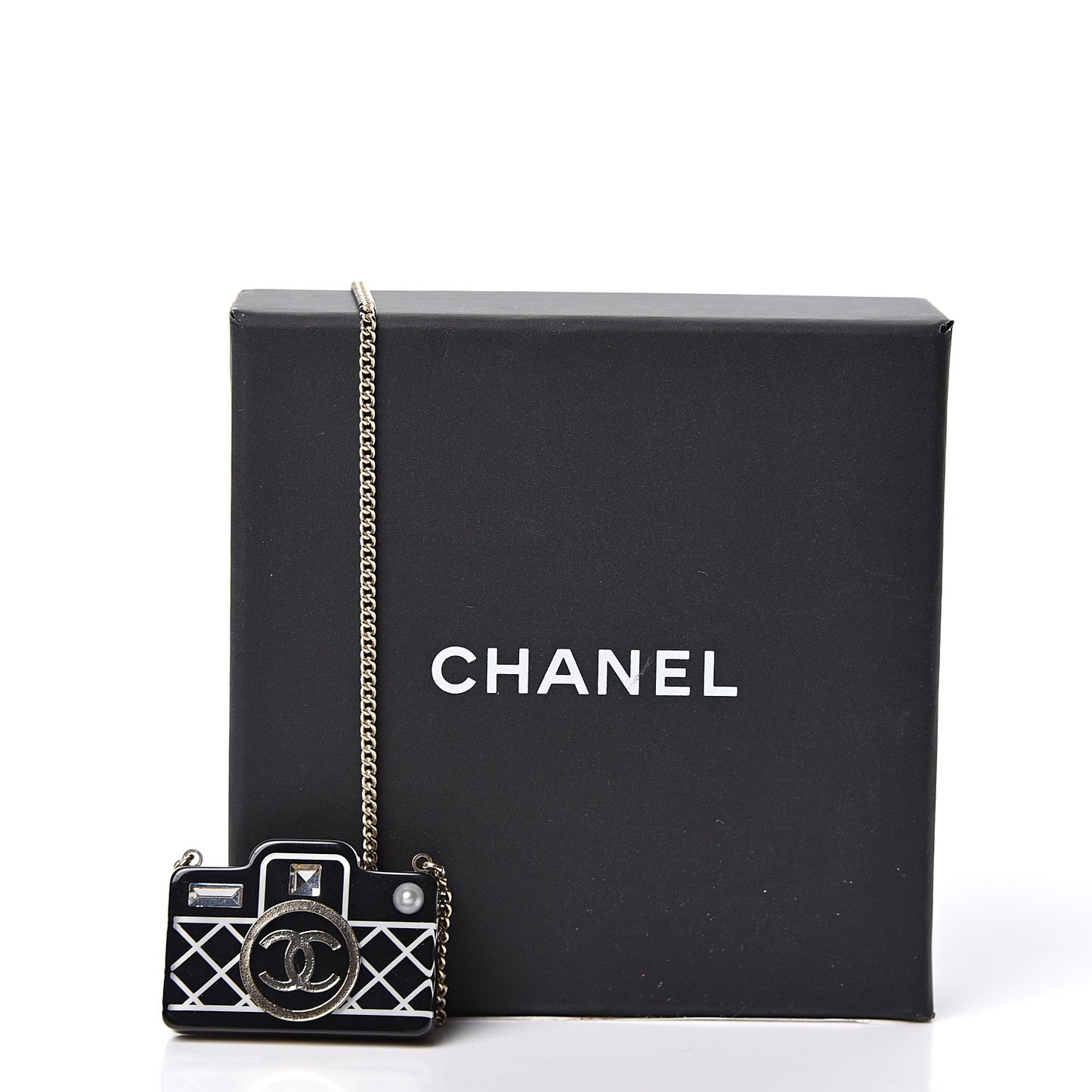 Resin Camera CC Necklace Black Gold