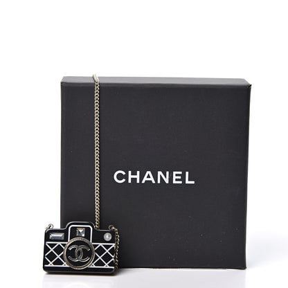 Chanel Resin Camera CC Necklace Black Gold 5 of 5