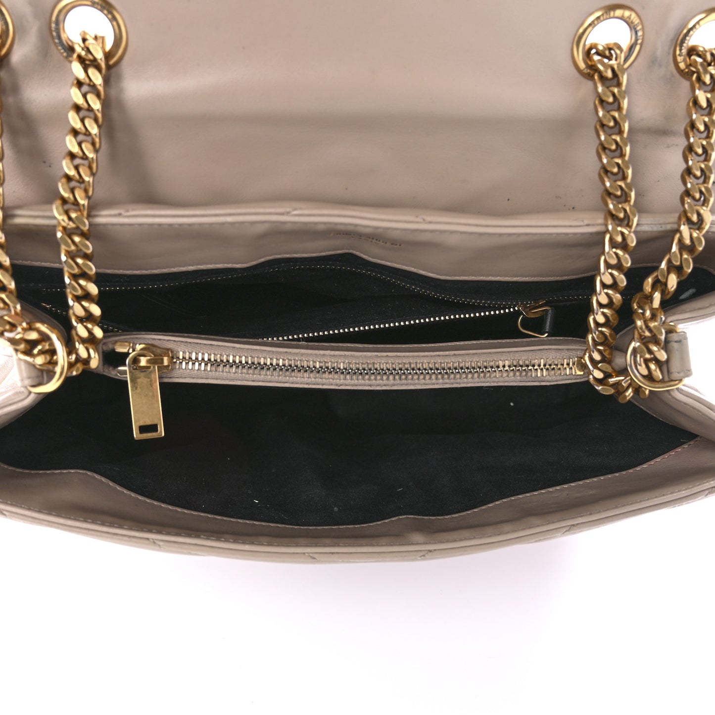 Calfskin Y Quilted Monogram Medium Loulou Chain Satchel Dark Beige