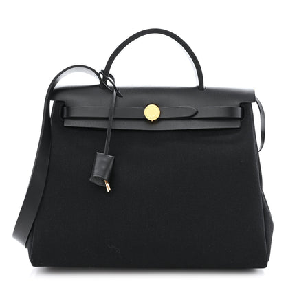 Hermes Military Toile Vache Hunter Herbag Zip PM 31 Black 3 of 13