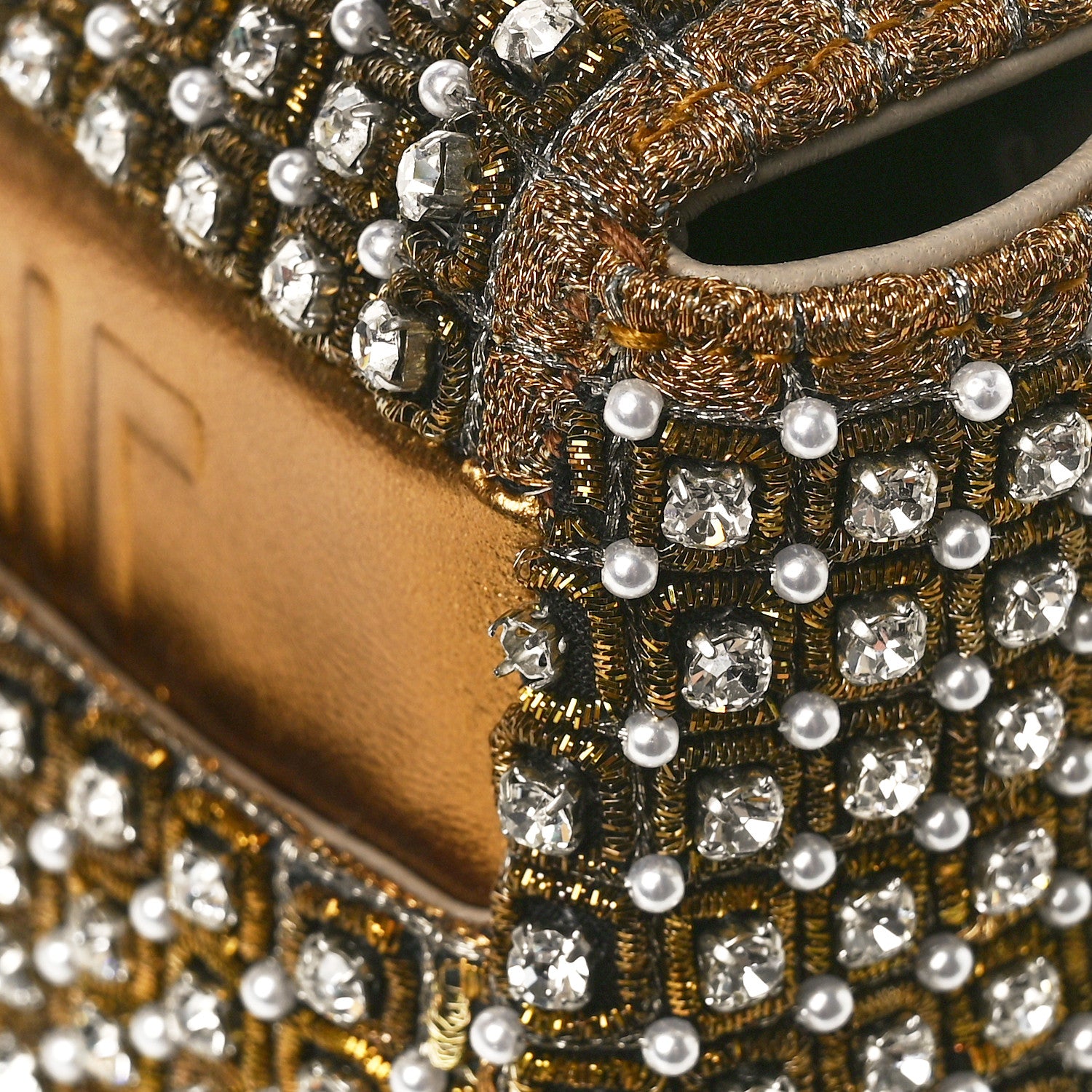 Christian Dior Calfskin Strass Embroidered Small Caro Bag Gold 9 of 9