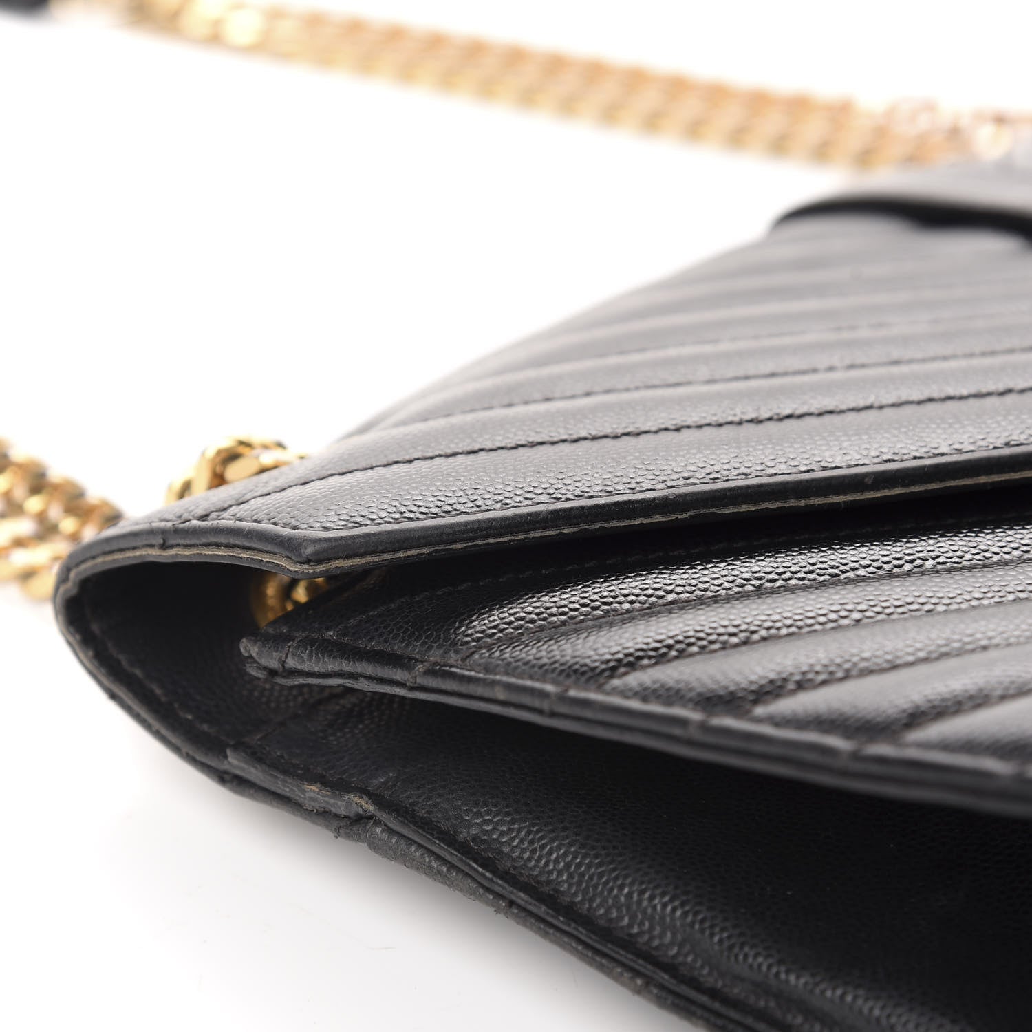 Saint Laurent Grain De Poudre Matelasse Chevron Large Monogram Satchel Black 8 of 17