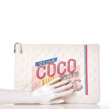 Chanel Canvas Large Coco Cuba Cosmetic Case Yellow Turquoise 2 of 11