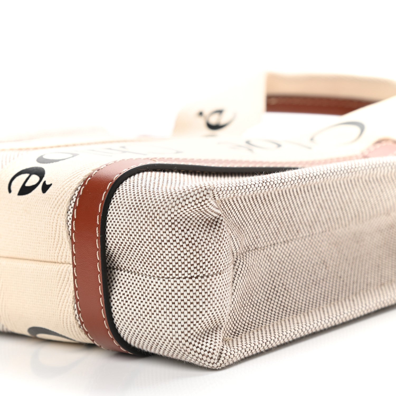 Chloe Cotton Calfskin Small Woody Ribbon Tote White Brown 9 of 9