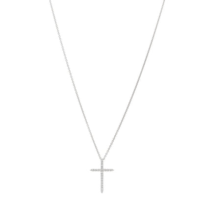 Roberto Coin 18K White Gold .10ctw Diamond Cross Pendant Necklace 1 of 6