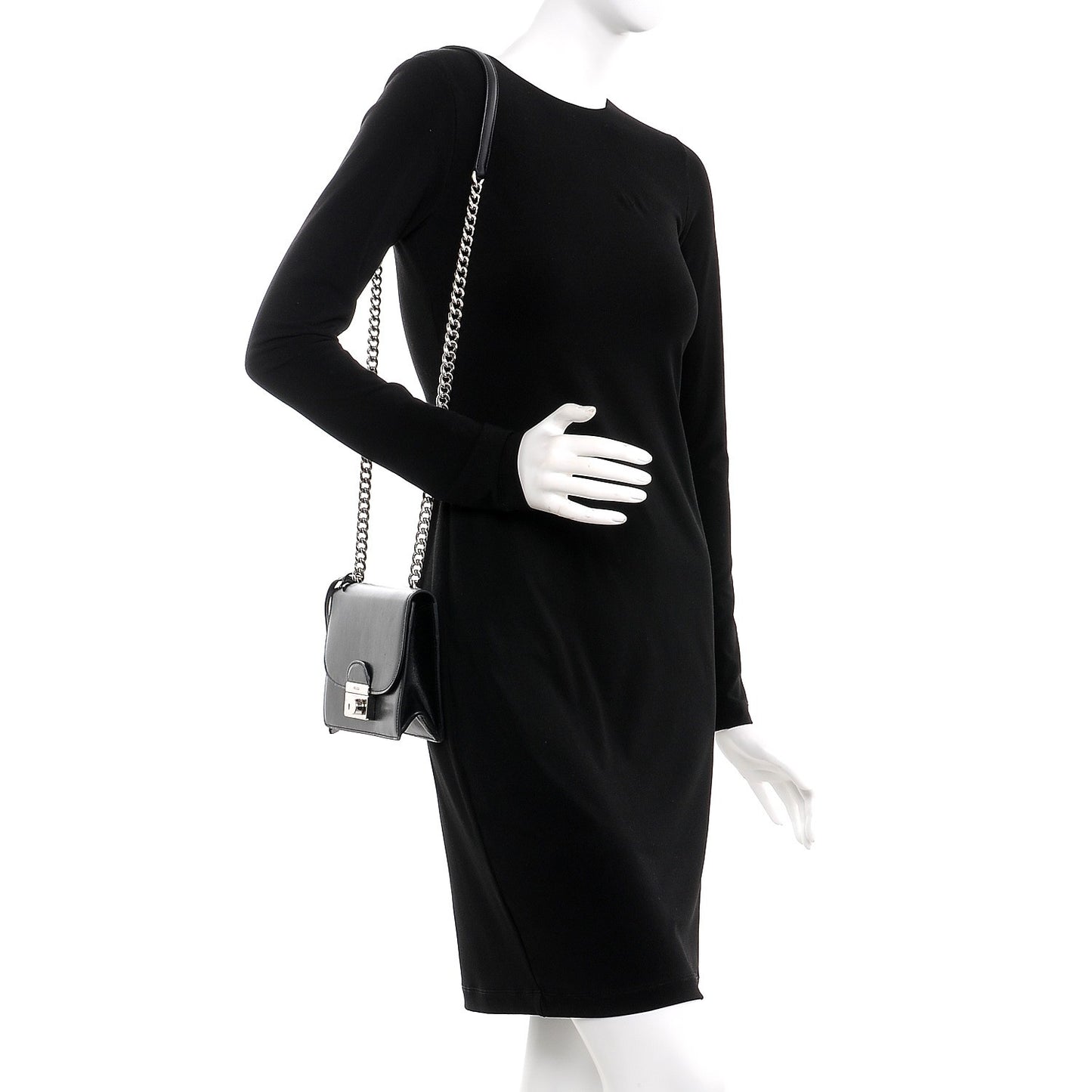 Soft Calfskin Sound Chain Shoulder Bag Black