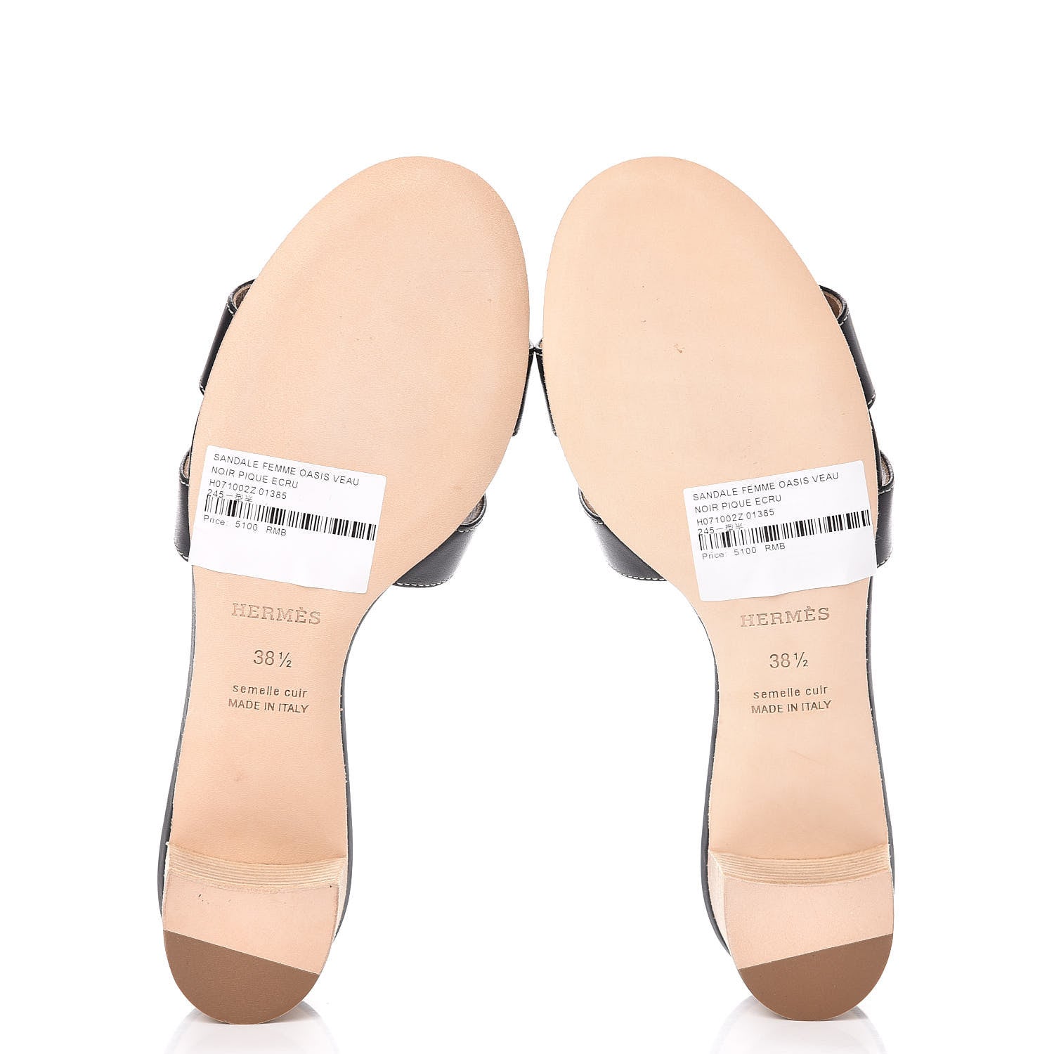 Hermes Calfskin Oasis Sandals 38.5 Black 5 of 11
