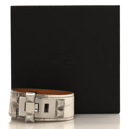 Hermes Matte Niloticus Crocodile Himalaya Collier De Chien CDC 24 Bracelet T3 Blanc 6 of 6