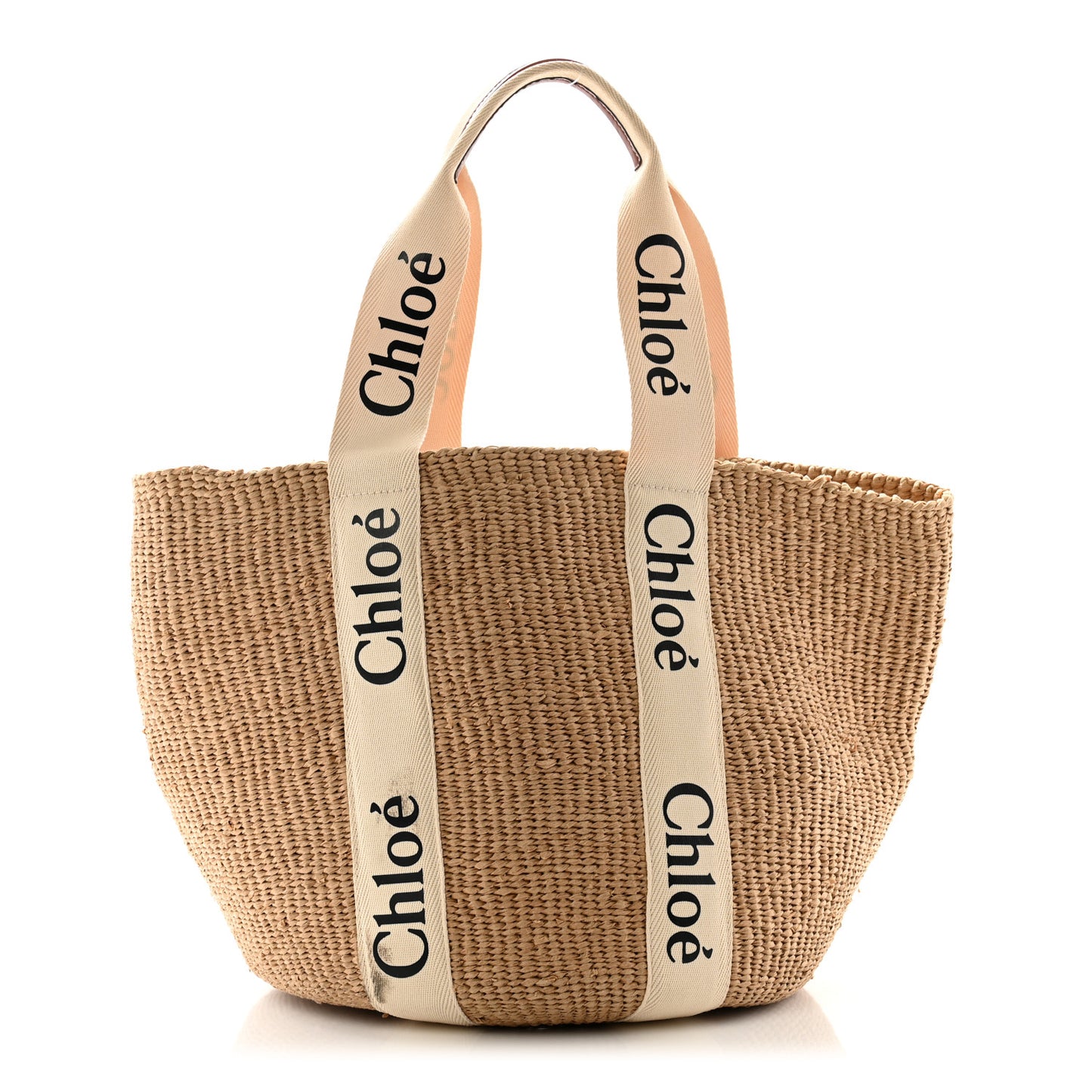 Raffia Large Woody Basket Bag White