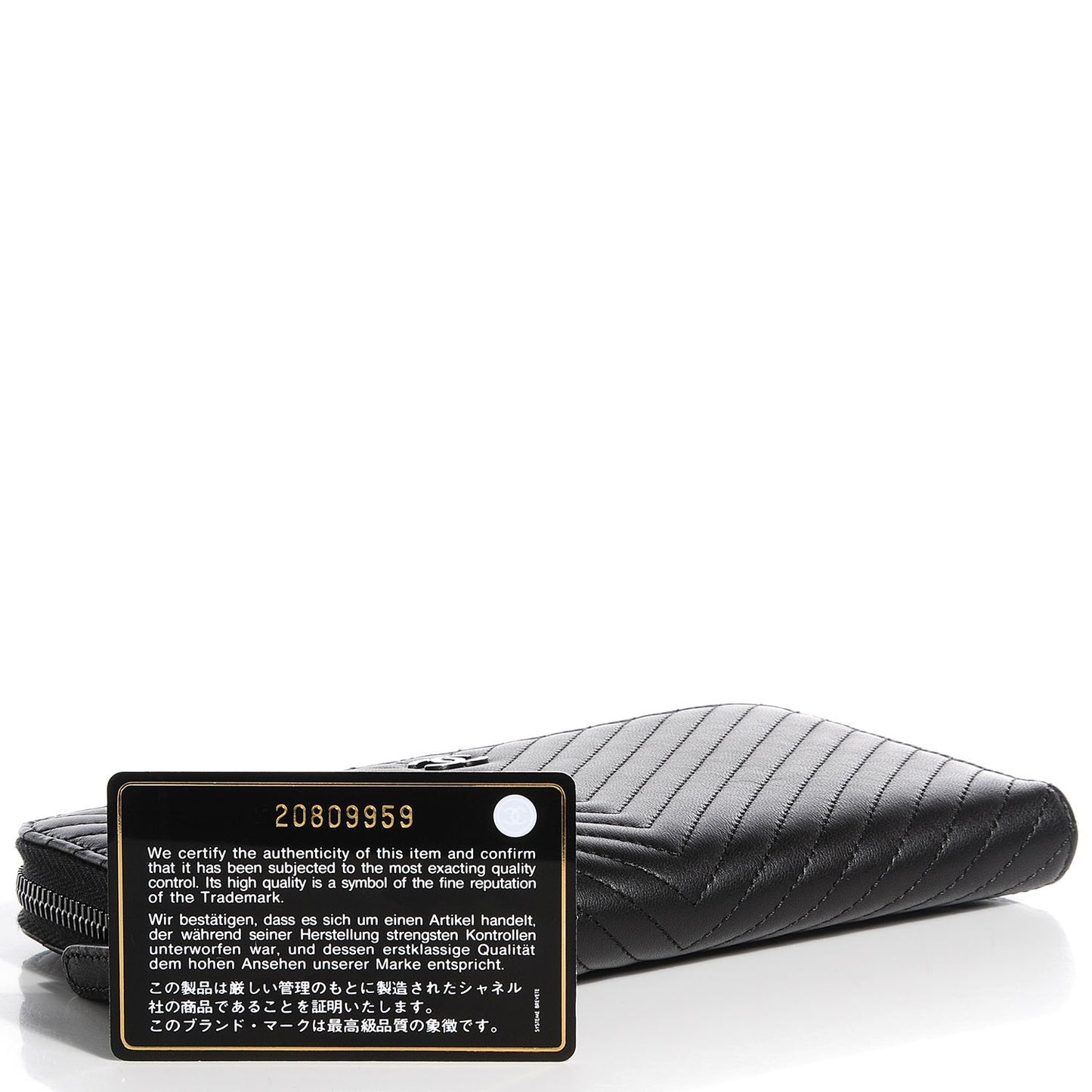 Lambskin Chevron Zip Wallet Black