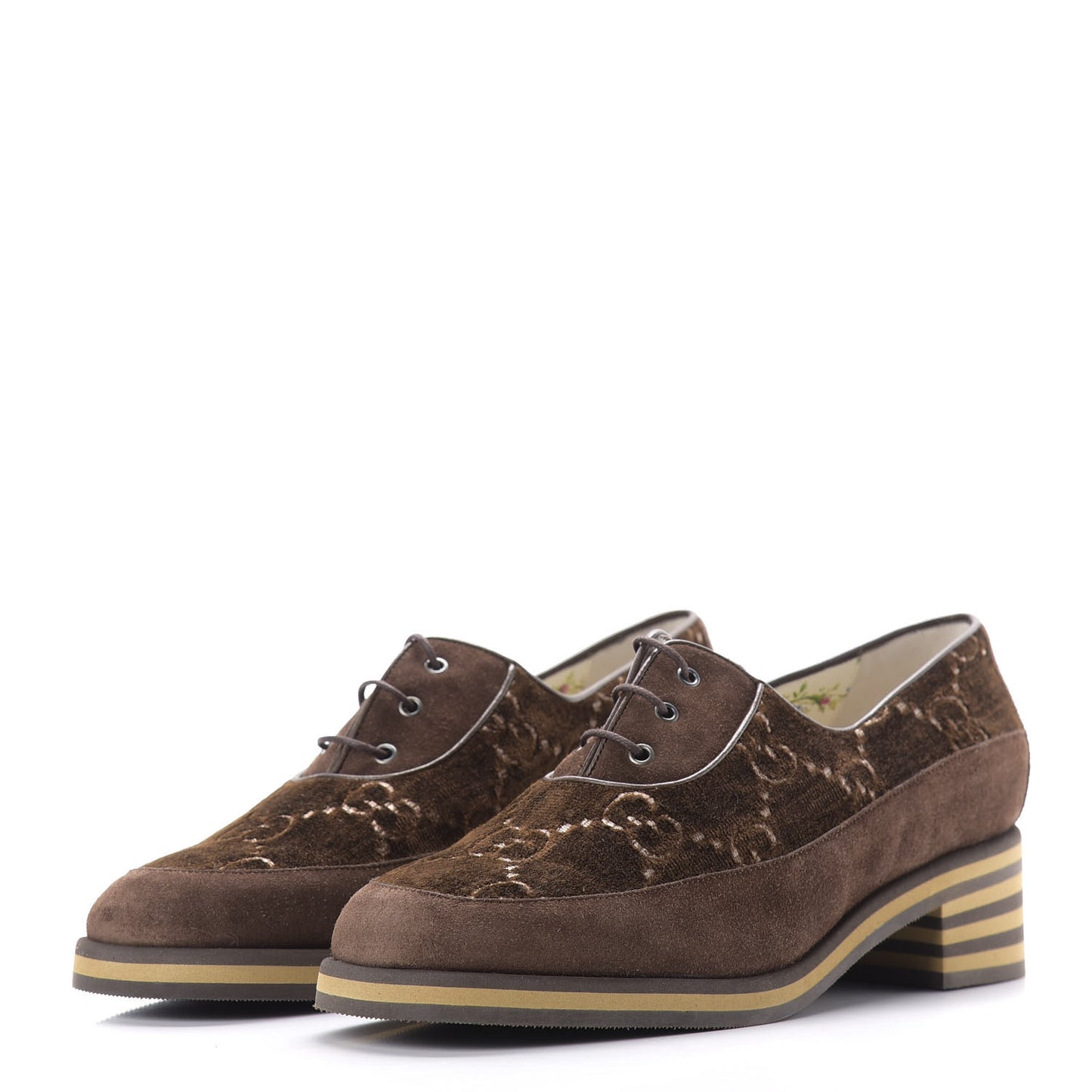Velvet GG Monogram Thompson Derby Loafers 40.5 Vintage Cocoa Brown