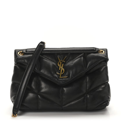 Saint Laurent Lambskin Quilted Small Loulou Puffer Monogram Chain Satchel Black 1 of 8