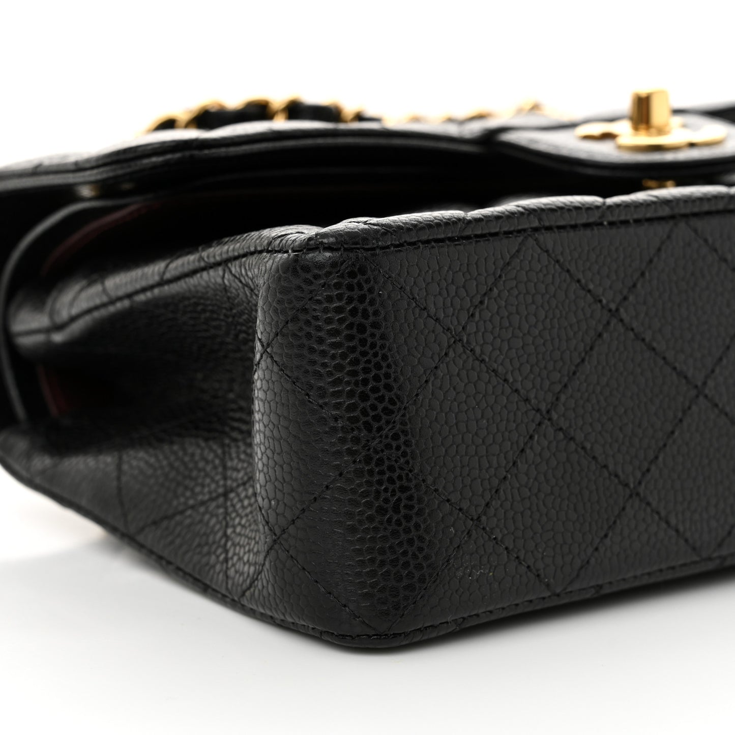 Caviar Quilted Small Double Flap Black