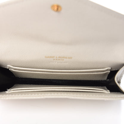 Saint Laurent Grain De Poudre Matelasse Chevron Small Monogram Envelope Wallet Crema Soft 5 of 11