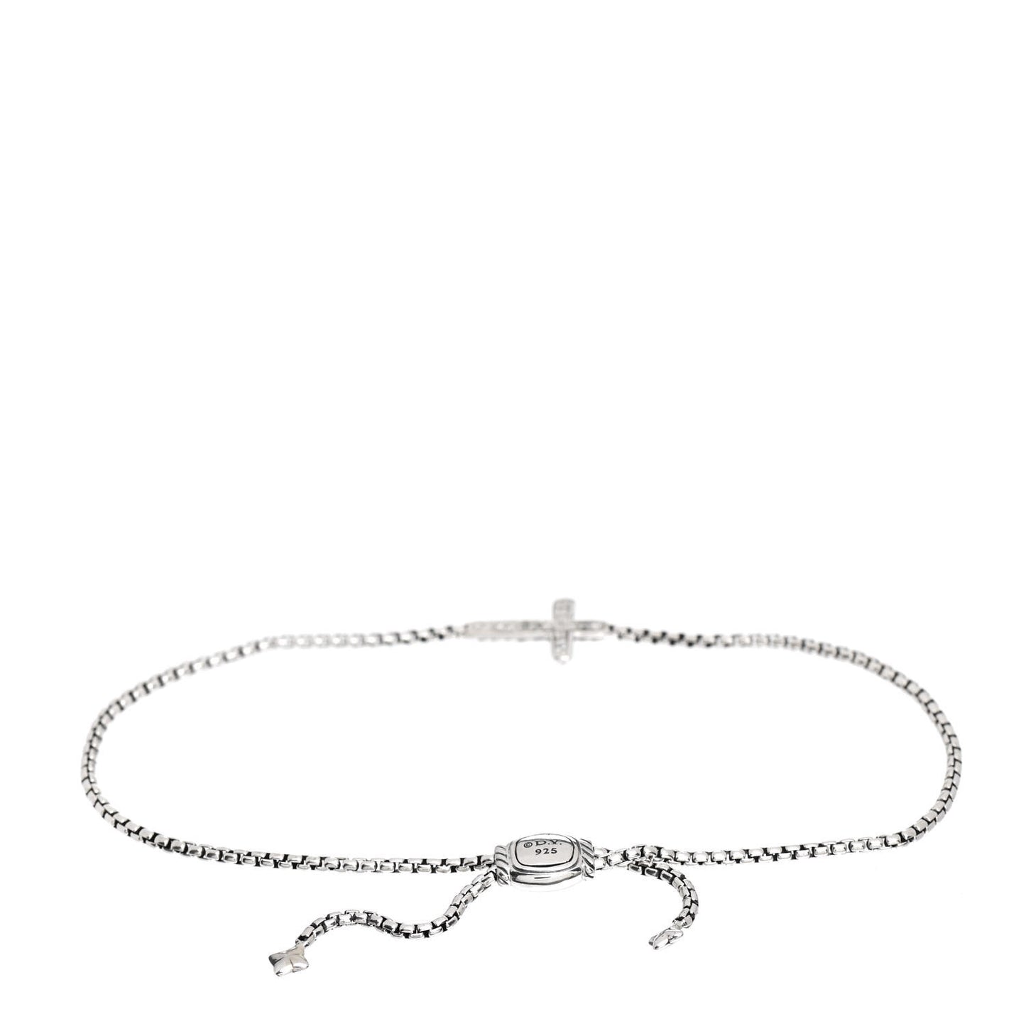 Sterling Silver Diamond Petite Pave Cross Bracelet
