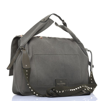 Valentino Garavani Canvas Butterfly Embroidered Rockstud Messenger Bag Military Green 3 of 25