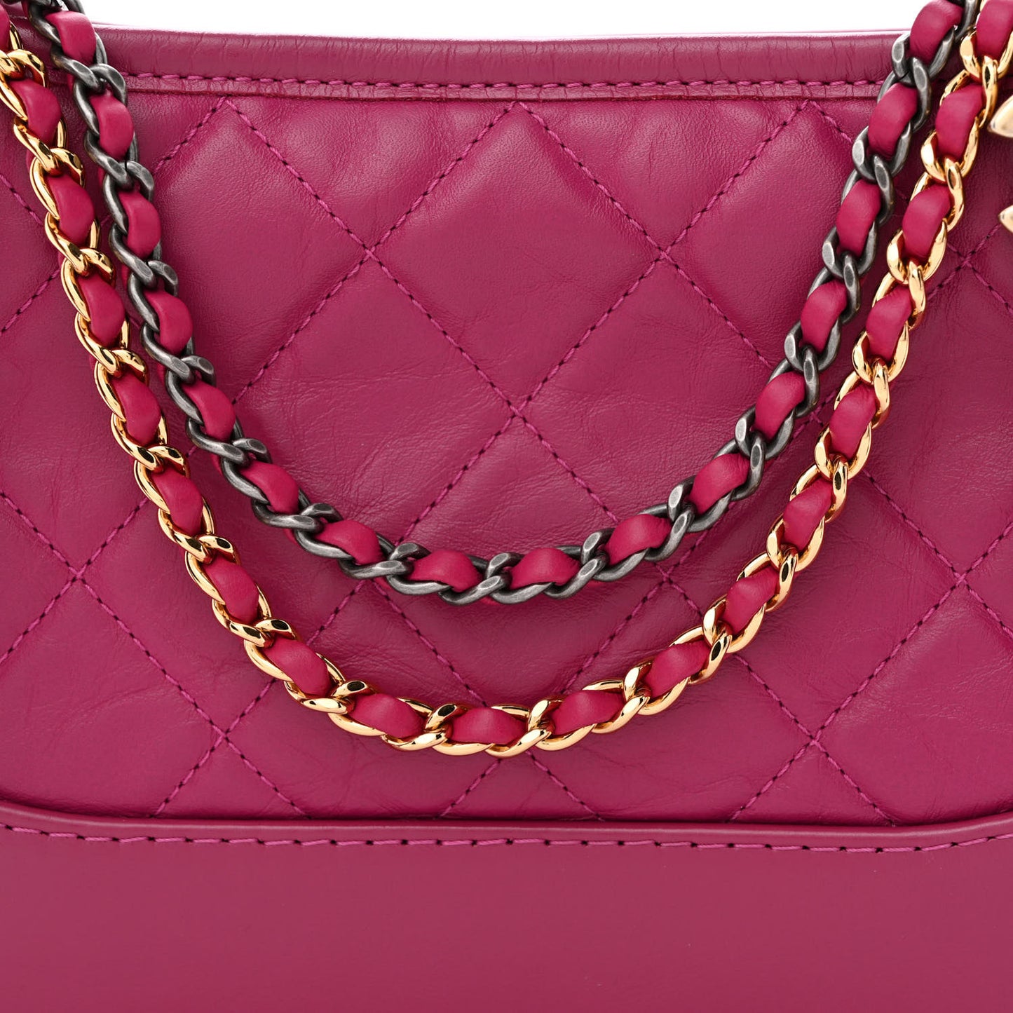 Aged Calfskin Quilted Small Gabrielle Hobo Fuchsia