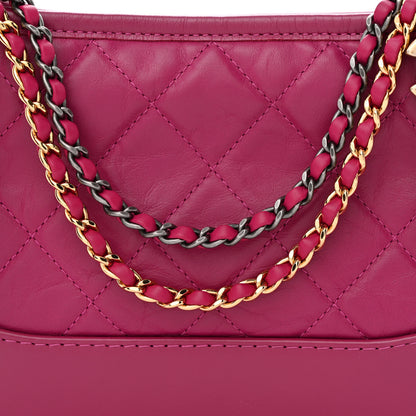 Chanel Aged Calfskin Quilted Small Gabrielle Hobo Fuchsia 8 of 10