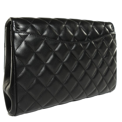 Chanel Lambskin Quilted Clutch With Chain Flap Black 3 of 8