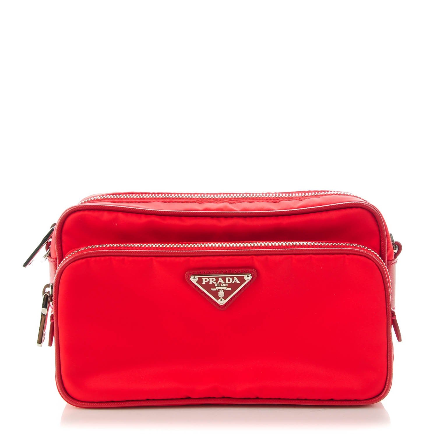 Prada Tessuto Nylon Saffiano Shoulder Bag Rosso 1 of 8
