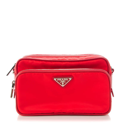 Prada Tessuto Nylon Saffiano Shoulder Bag Rosso 1 of 8