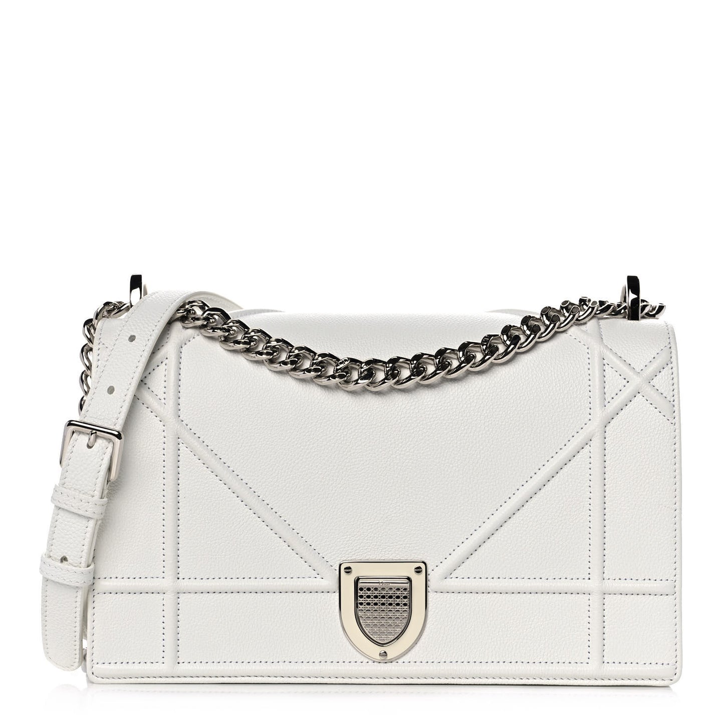 Calfskin Medium Diorama Flap Bag Off White